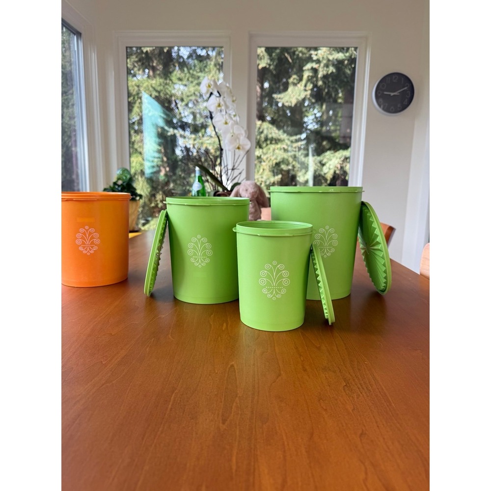 Lime green Tupperware canister set of 3